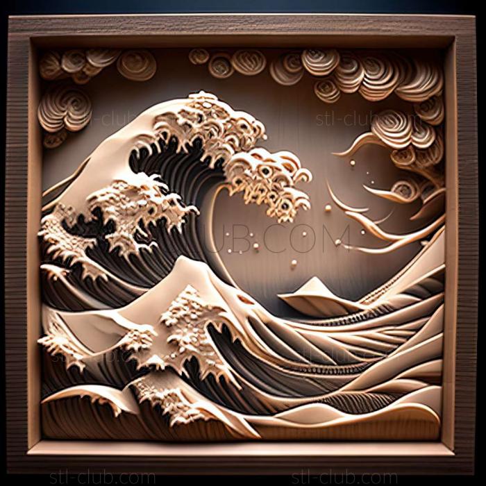 3D model great wave (STL)